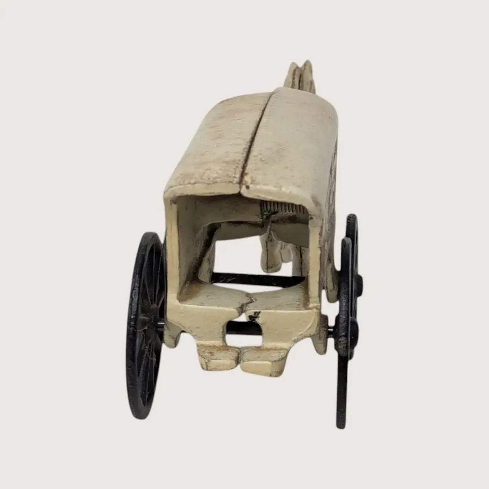 1920s Cast Iron Horse Drawn Ice Cart Toy with Removable Driver